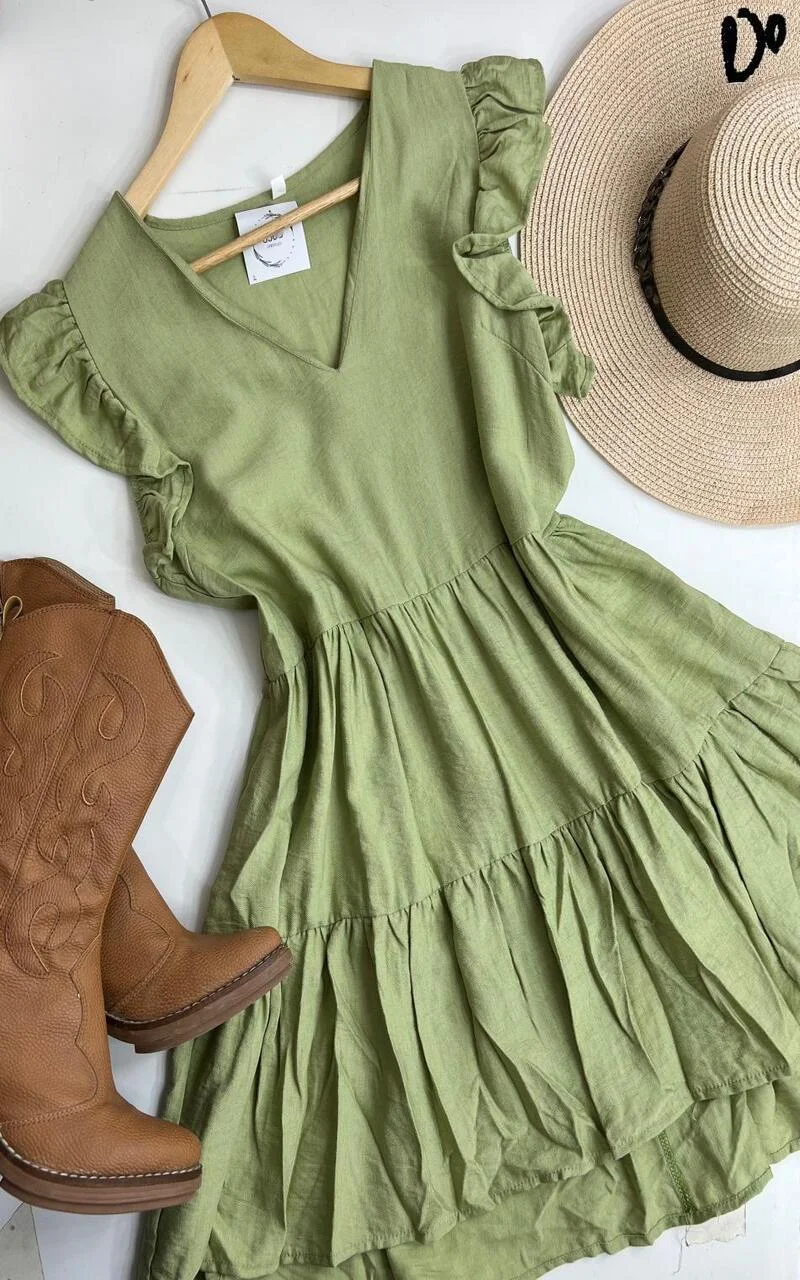 Vestido Vitta de lino color verde – Cocó Clothing